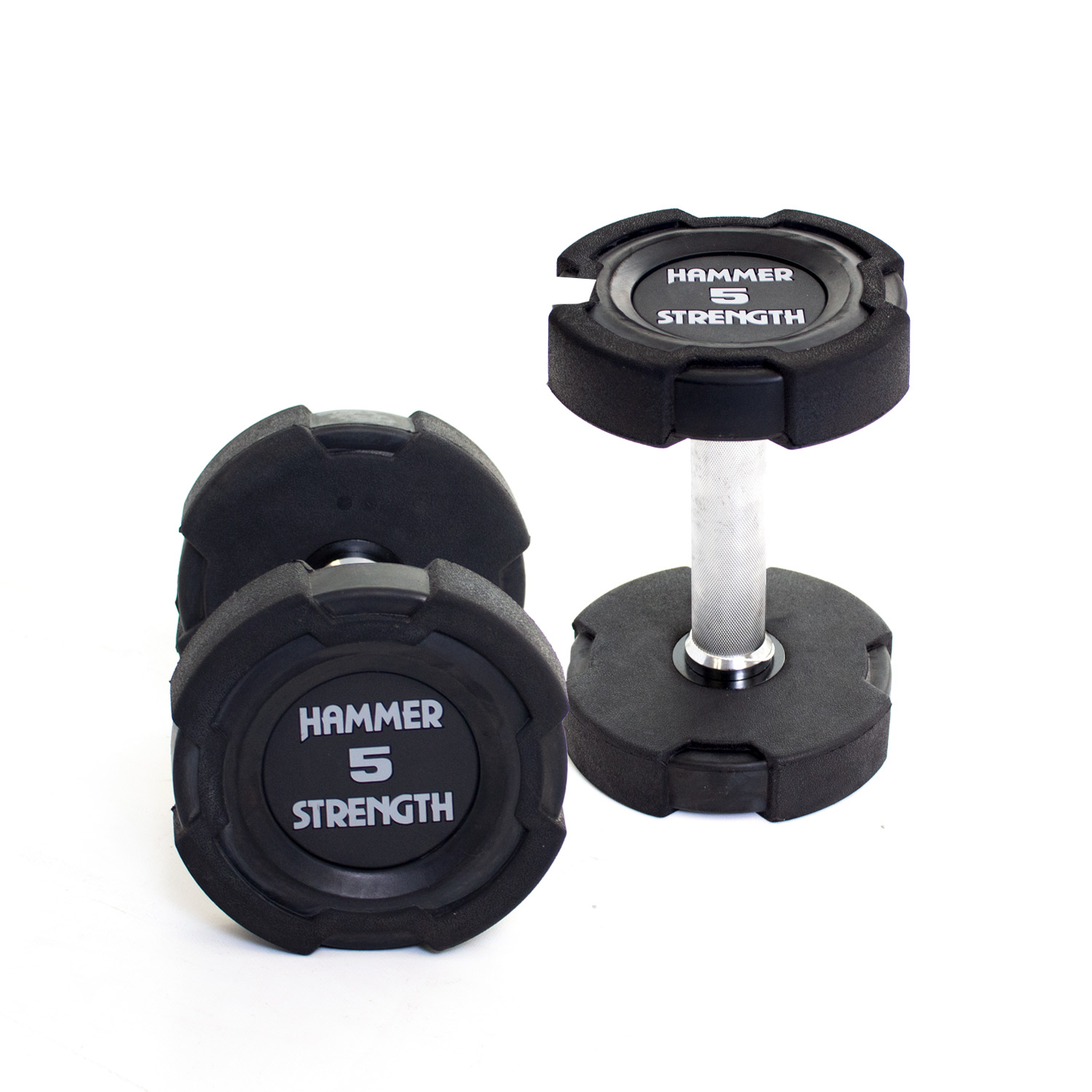 Hammer Strength 5Kg Rubber Dumbbells x2