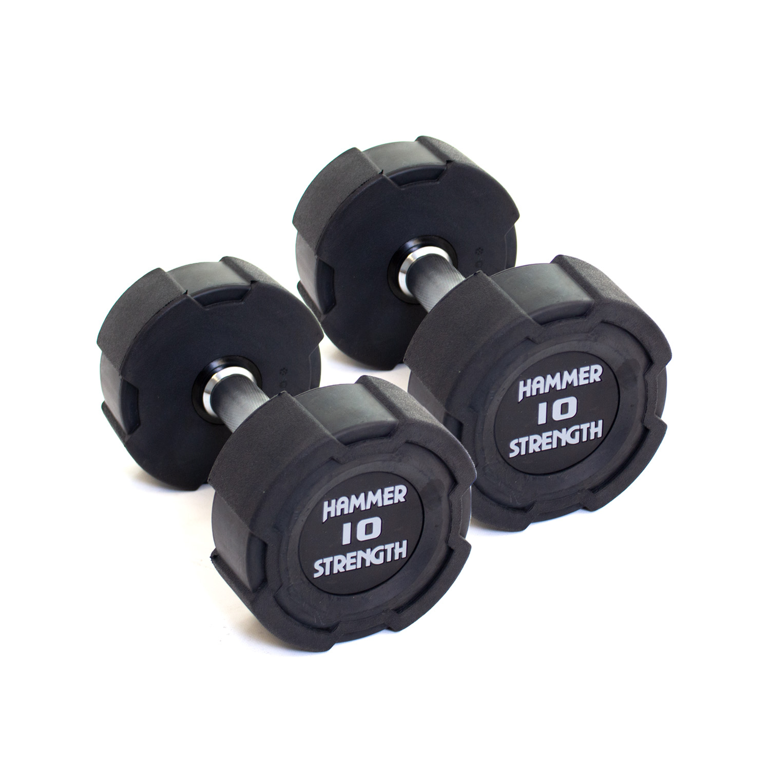 Hammer Strength 10kg Rubber Dumbbells x2