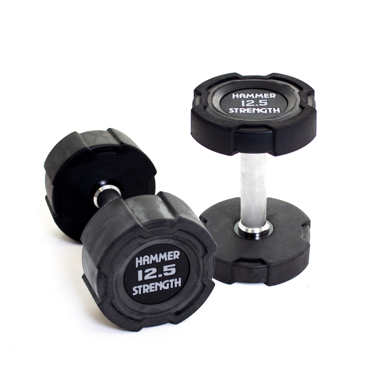 Hammer Strength 12.5kg Rubber Dumbbells x2