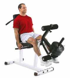 Exercise bench with online leg curl