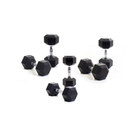 Body Power Rubber Hex Dumbbell Set - 10kg, 15kg & 20kg