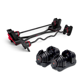 Bowflex 36kg SelectTech 2080 Barbell with Curl Bar and 4-41kg SelectTech 1090i Dumbbells (pair)