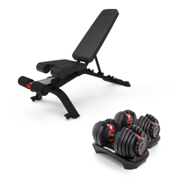 Bowflex 3.1S Stowable Utility Bench and 2-24kg SelectTech 552i Dumbbells (pair)