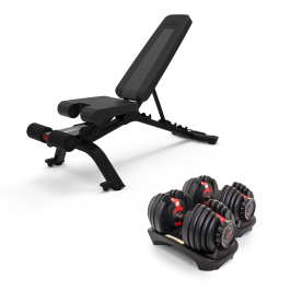 Bowflex 4.1S Stowable Utility Bench and 2-24kg SelectTech 552i Dumbbells (pair)