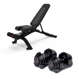 Bowflex 4.1S Stowable Utility Bench and 4-41kg SelectTech 1090i Dumbbells (pair)