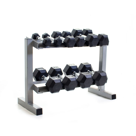 Bodypower rubber hex dumbbells rack sale