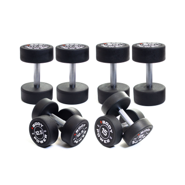 image of Body Power Pro Round Rubber Dumbbell Set - 12.5kg to 20kg (4 Pairs)