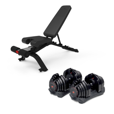 Bowflex 4.1S Stowable Utility Bench and 2 24kg SelectTech 552i Dumbbells pair